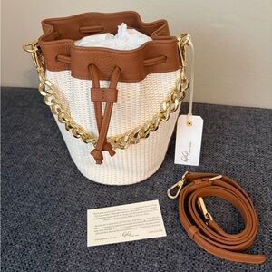 Gigi New York Brooklyn Bucket Bag in Raffia and Leather